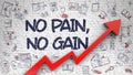 No Pain, No Gain - Drawn on White Brickwall. 3d Royalty Free Stock Photo