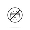 No Park tent, circus icon. Simple thin line, outline vector of amusement ban, prohibition, embargo, interdict, forbiddance icons