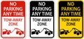 No Parking Any Time Tow Away Zone Sign On White Background