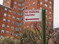 No parking anytime sign on the street in manhattan new york city