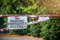 No parking Emergency access road sign Royalty Free Stock Photo