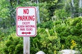 No parking sign in Acadia National Park sign Royalty Free Stock Photo