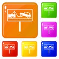 No parking sign icons set vector color Royalty Free Stock Photo