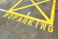 no parking sign on road black in singapore Royalty Free Stock Photo