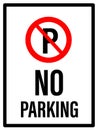 No parking sign, white background, Illustration image Royalty Free Stock Photo