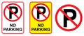 No parking signs with car icons set