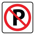 No Parking symbol-Prohibition Sign