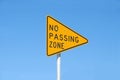 No passing zone sign