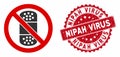 No Patch Icon with Scratched Nipah Virus Stamp