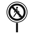 No pedestrian sign icon, simple style