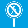 No pedestrian sign icon white