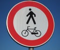 No pedestrians and bikes traffic sign