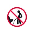 No peeing on the floor prohibited sign, forbidden modern round sticker, vector illustration