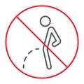 No peeing thin line icon, prohibition forbidden