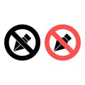 No pen tool, text icon. Simple glyph, flat of text editor ban, prohibition, embargo, interdict, forbiddance icons for ui