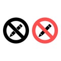 No pencil tool, text icon. Simple glyph, flat  of text editor ban, prohibition, embargo, interdict, forbiddance icons for ui Royalty Free Stock Photo