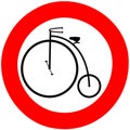 No penny-farthing sign. Royalty Free Stock Photo