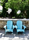 Empty outdoor Adirondack chairs Royalty Free Stock Photo