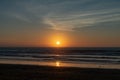 No people with a golden sunset over the Atlantic Ocean from Agadir Beach, Morocco, Africa Royalty Free Stock Photo