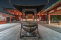 No people nigh scene of Jokoro (Incense Burner) in front of Senso-ji Temple Honden (Main Hall).