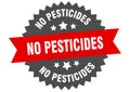 no pesticides sign. no pesticides round isolated ribbon label.