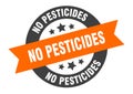 no pesticides sign. round ribbon sticker. isolated tag