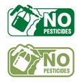 No Pesticides square label with sprayer