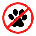 No pets allowed, pets prohibition sign, vector illustration Royalty Free Stock Photo