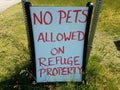 no pets allowed on refuge property sign