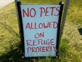 no pets allowed on refuge property sign
