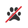 No pets allowed sign. Forbidden animal footprint