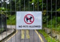 No pets allowed sign in the park in Malaysia Royalty Free Stock Photo
