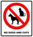 No pets allowed sign. round red no pets  isolated illustration Royalty Free Stock Photo