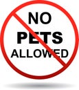 No pets allowed sign on white