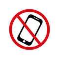 No phone allowed icon vector. Sign prohibiting the use of a mobile phone. Vector illustration