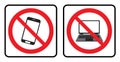 No phone icon and No Laptop icon Royalty Free Stock Photo