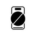 Black solid icon for No Phone, not allowed and gadget Royalty Free Stock Photo