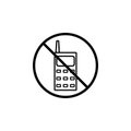 No phone line icon, prohibition sign, forbidden