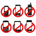 No phone sign set Royalty Free Stock Photo