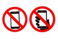 No phone sign. No talking and calling icon. Red cell prohibition. illustration Royalty Free Stock Photo