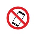 no phone or smart phone device prohibition symbol for sign or icon vector in red color Royalty Free Stock Photo