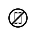 No Phone, No Talking and Calling, Cell Prohibition. Flat Vector Icon illustration. Simple black symbol on white