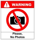 No photo camera vector sign isolated on white background. Royalty Free Stock Photo