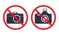 No photography icon. Digital photo camera sign with prohibition symbol. Vector eps 10 illustration Royalty Free Stock Photo