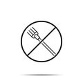 No pitchfork icon. Simple thin line, outline vector of autumn ban, prohibition, embargo, interdict, forbiddance icons for ui and