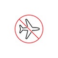 No plane, forbidden flight sign on white background