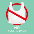 No plastic bags. Eco shopping bag, market recycle bags and stop using plastics vector illustration