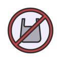No Plastic Bags icon vector image. Royalty Free Stock Photo