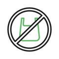 No Plastic Bags icon vector image. Royalty Free Stock Photo