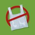 No plastic bags sign concept illustration. Stop pollution eco symbol icon, plastic bag ban forbidden trash. Polythene